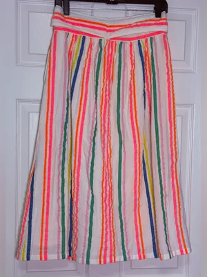 Boden Cathy Midi Skirt Multicolor Stripes Lined Size 6 White thumbnail 8