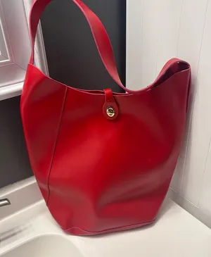 Red Leather Shoulder Tote Bag thumbnail 1