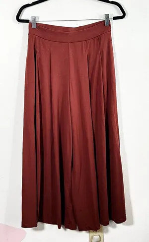 Uniqlo Wide Leg Pants Womens Sz Small Brown Palazzo‎ Minimalist Classic thumbnail 1