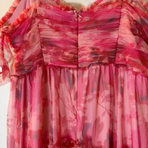 Lulus Exquisite Existence Pink Floral Mesh Pleated Ruffled Midi Dress Size XL thumbnail 7