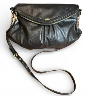 NWOT Juicy Couture Black Slouchy Crossbody Purse Bag Gold Hardware Pink Interior thumbnail 1