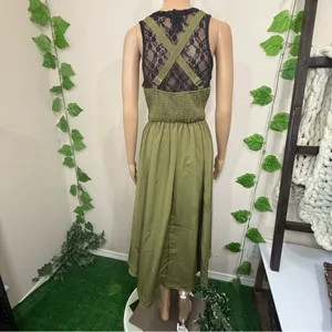 Elegant Olive Green Halter Dress New thumbnail 14