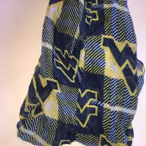 West Virginia WVU Infinity Scarf with Navy and Yellow Geometric Print thumbnail 4