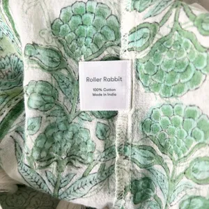 Roller Rabbit Tasseled Abstract Caftan Cover Up Dress Green White Floral Small thumbnail 6