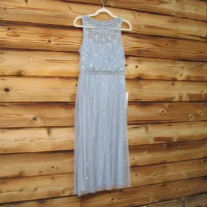 MAC DUGGAL 9222 Blue High Neck Sleeveless Embellished A Line Cocktail Dress thumbnail 7