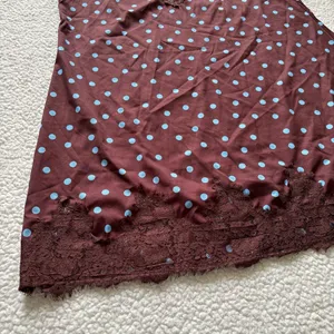 Brown Blue Polka Dot Lace Slip Mini Dress Coquette Grunge Fairy Y2K Whimsigoth thumbnail 4