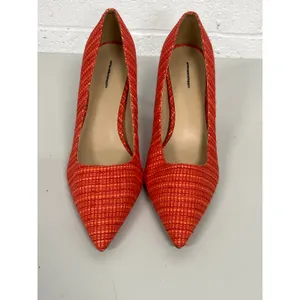 Ann Taylor Sz 8M Red Woven Mae Pointed Toe Slip On Heeled Cocktail Pumps thumbnail 2