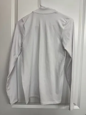 Athleta White Ribbed Mock Neck Long Sleeve Fitted Top Women’s Medium thumbnail 6