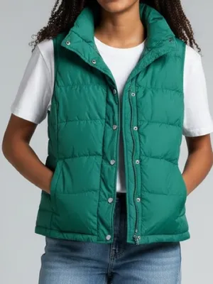Land’s End down fill puffer vest emerald green thumbnail 1