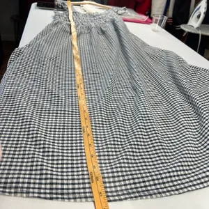Old Navy Poplin Maxi Dress Womens 2XL Navy White Check‎ Stretch Square Neck thumbnail 11