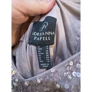 ADRIANNA PAPELL Pink Beaded Mesh Maxi Dress Size 6 Maxi thumbnail 7