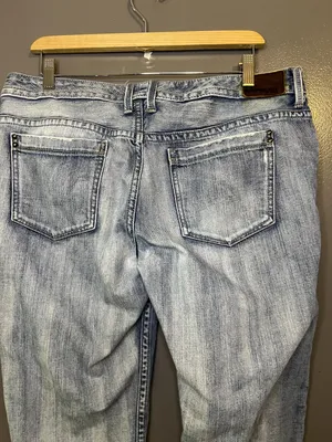 Express Stella Crop Jeans Womens 12 Light Wash Blue Cuffed Cropped Denim thumbnail 5