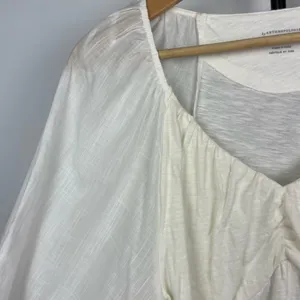 Anthropologie Ivory White Long Puff Sleeve‎ Multimedia Romantic Blouse thumbnail 3