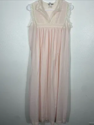 Vintage Christian Dior Lingerie Pink Lace Coquette Long Nightgown 70s 80s Size S thumbnail 2