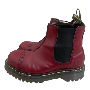 Dr Martens 2A43 Max Platform Chelsea Boots Cherry Red Leather MADE ENGLAND US 6 thumbnail 1