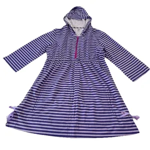 Title Nine 3/4 Sleeve Purple Striped 1/2‎ Zip Hooded Athleisure Dress Pockets XL thumbnail 6