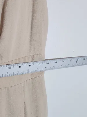 Anrabess Beige V-neck Wide Leg Jumpsuit Size Large thumbnail 7