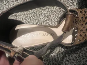 Franco Sarto Brown Leather T Strap Heels, Size 6 thumbnail 5
