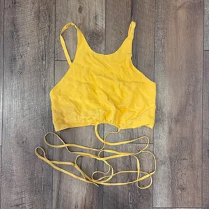 Astr The Label Marigold Divine Tie Waist Crop Top ONLY Linen Blend Size Small thumbnail 3