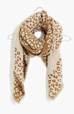 Madewell Brown Tan Bandana Scarf in Mini Cheetah thumbnail 1