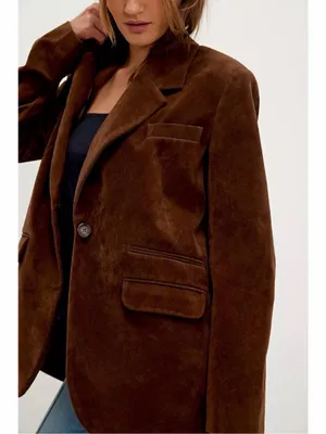 FREE PEOPLE NWT Paper Cut Vegan Suede Blazer / Brown Bear thumbnail 10