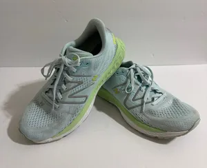 New Balance Women's Mint Blue and Lime Green Running Sneakers thumbnail 1