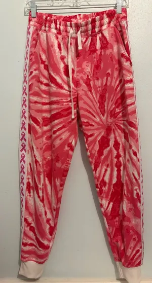 LULAROE MEDIUM ✨ breast cancer awareness Jax jogger tie dye pink + white EUC thumbnail 1