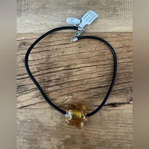 NWT Free People Under the Sea Collar Brown Flower Cord Necklace thumbnail 7