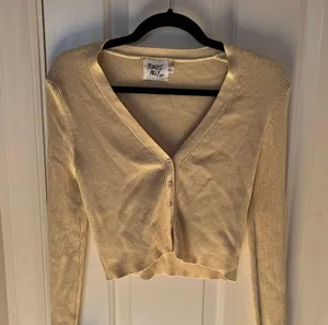 Princess Polly Yellow Cropped Button Up Sweater thumbnail 1