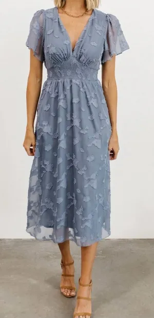 Baltic Born June Blue Smocked Midi Dress Size XL thumbnail 1