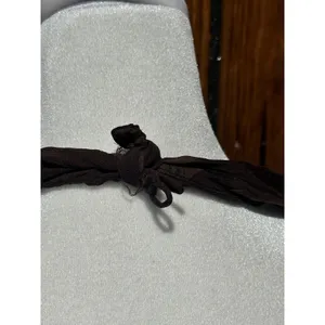 Maggy London Brown 100% Silk Halter Midi Dress Satin Waist Bow Sz 6 Vintage thumbnail 7