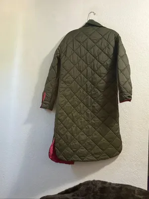 Anthropologie NVLT Green Pink Reversible Quilted Long Jacket Coat XS puffer thumbnail 5
