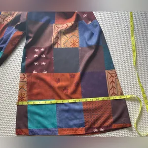 ROMWE Patchwork Wide Leg Pants - Blue, Brown, Orange thumbnail 6