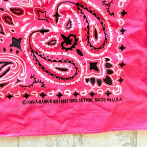 VTG Hav A Hank Pink Cotton Paisley USA Biker Handkerchief Bandana Sz 20"x20" thumbnail 2
