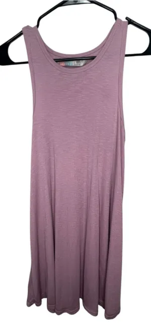 Free People Beach Mauve Ribbed Sleeveless Swing Oversized Tank Dress thumbnail 1