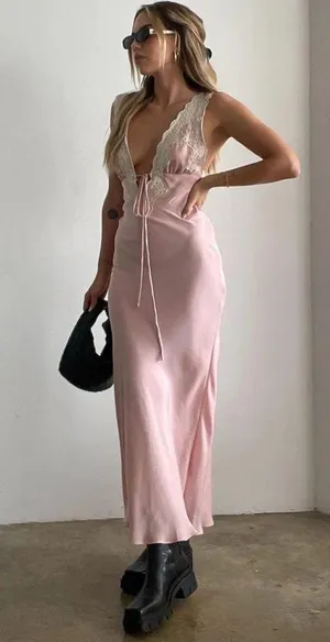 Revolve Rumored venice pink lace maxi dress. Size Medium thumbnail 10