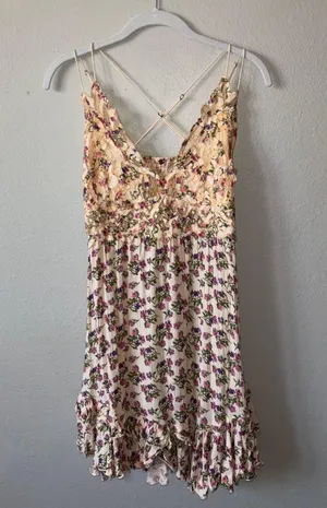 Free People Adella boho lace floral mini slip dress thumbnail 4