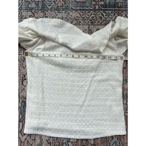 Anthropologie Textured Off The Shoulder Ruffle Top Size Small White thumbnail 9