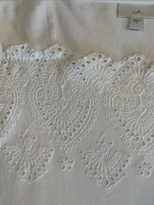 EUC J. Jill White 100% Cotton Eyelet Square-Neck Tunic Top Size Small thumbnail 5