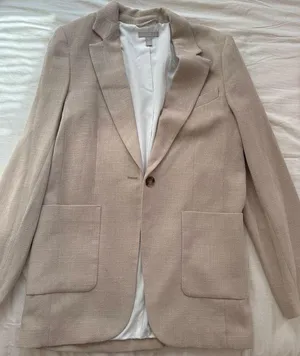 Relaxed fit beige textured blazer bnwot size xs thumbnail 3