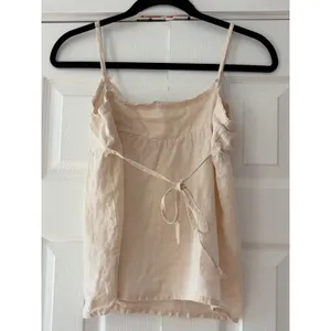 Brandy Melville Linen Cami Top Cream‎ Beige Empire Waist Tie Back Tank Small thumbnail 3