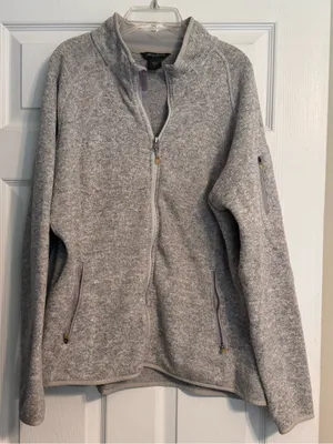 Women’s Eddie Bauer Heather Gray Full Zip Outdoor Cozy Teddy Fleece Jacket Sz XL thumbnail 1