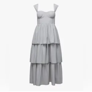 WeWoreWhat Light Gray / Light Blue Tiered Midi Size 6 thumbnail 4