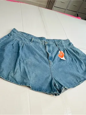 Cider Light Blue Flared Denim Shorts thumbnail 4