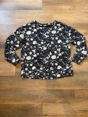 Source Unknown Black & White Halloween Print Long-Sleeve Tee thumbnail 3