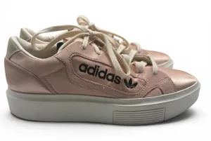 Adidas Sleek Super Vapour Pink Satin Platform Sneakers Women’s Size 9.5 thumbnail 1