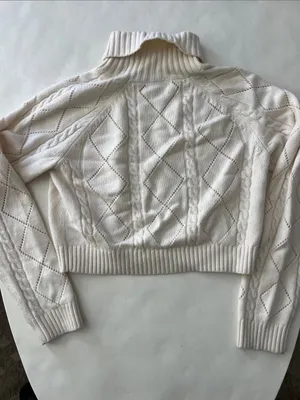 Sunday Best Aritzia Jones Diamond Knit Turtleneck Sweater Cream Large thumbnail 3
