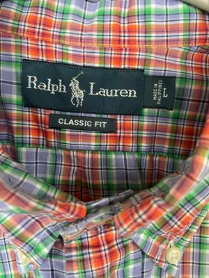 Ralph Lauren Men’s Shirt Blue Pink Plaid Button Down Pony Logo Multicolor Large thumbnail 4
