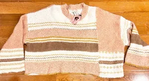 Sincerely Jules super trendy ombré cropped cable knit, sweater 100% cotton XL thumbnail 5