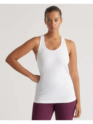 Quince Womens Seamless Ruched Racerback Tank Top White XS thumbnail 1